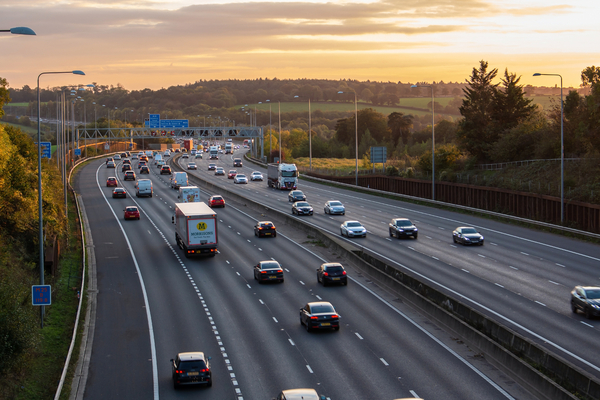 Motorway with yellow sky Motorway with yellow sky