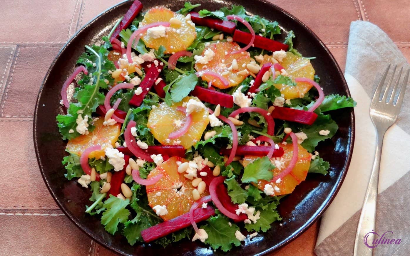 Boerenkool salade met bloedsinaasappel