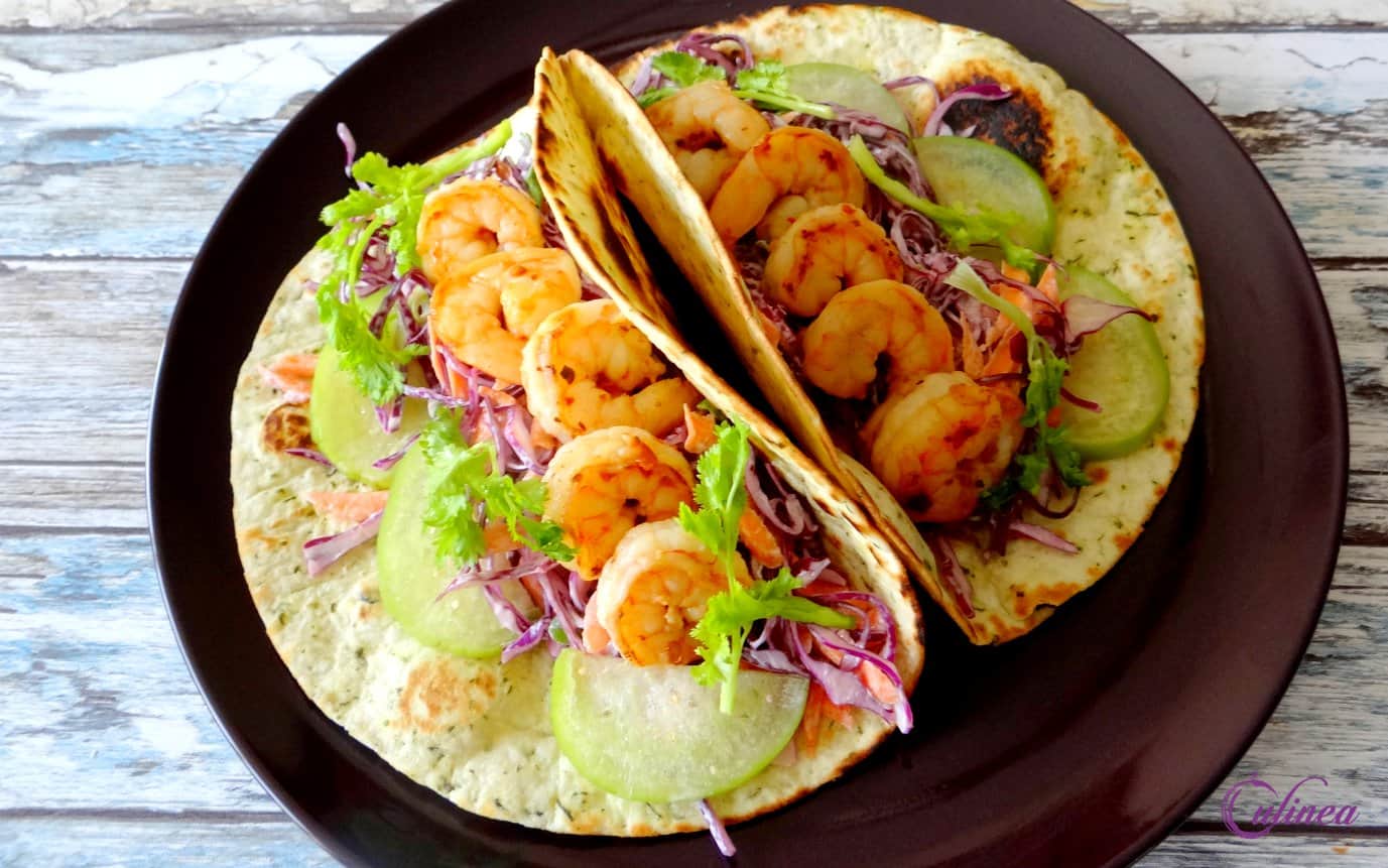 Pittige garnalen tortilla