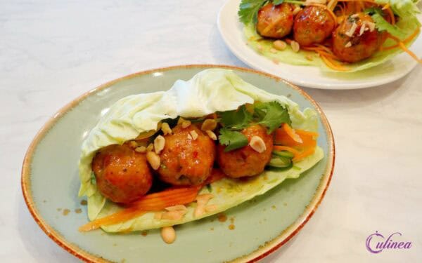 Slawrap met pittige kipgehaktballetjes