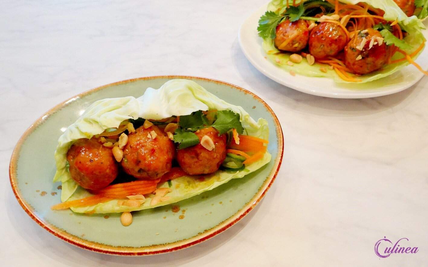 Slawrap met pittige kipgehaktballetjes