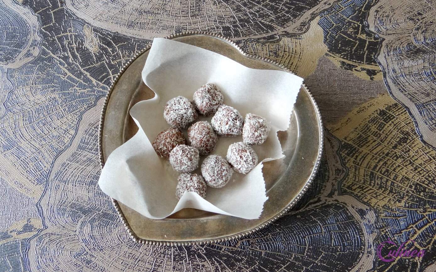 Chocolade tahin truffels met kokos