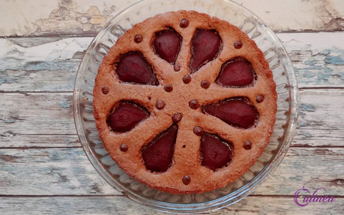 Chocoladetaartje met stoofpeertjes