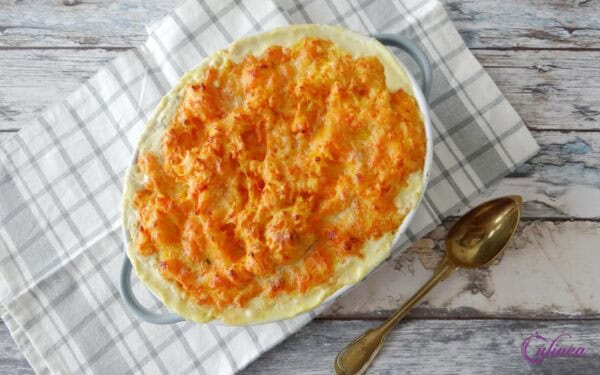 Fish pie met wortelpuree