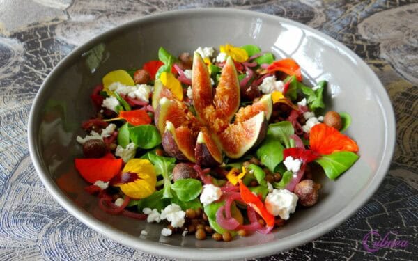 Linzensalade met verse vijg en feta