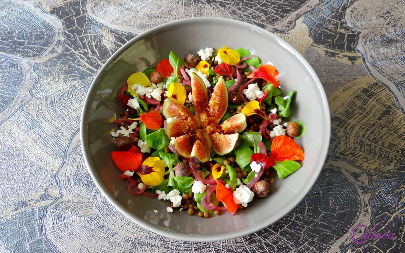 Linzensalade met verse vijg en feta