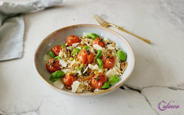 Orzo met oven-geroosterde tomaten en balsamico