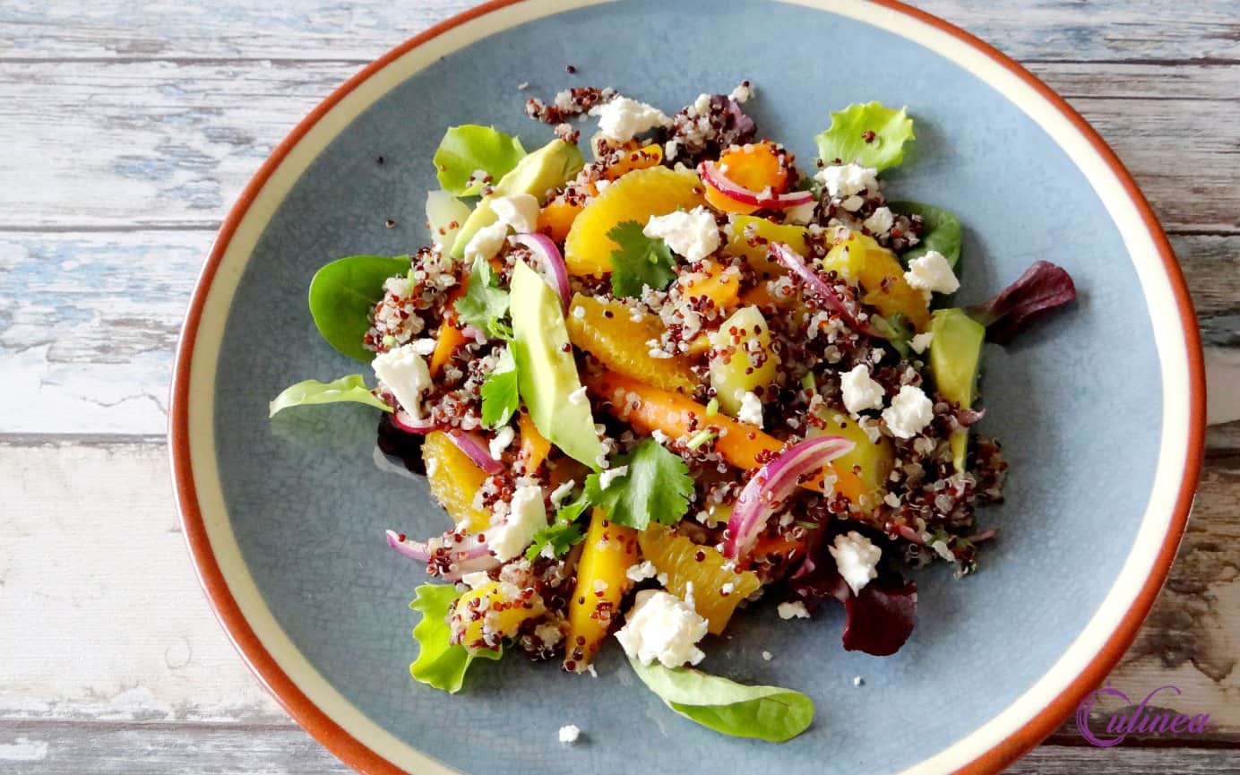 Quinoa salade met gekleurde wortels