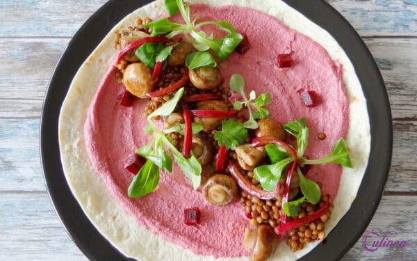 Wraps met linzen en paddenstoelen