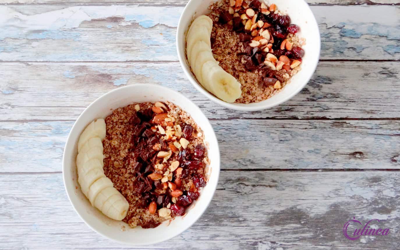 Overnight oats met chocola en cranberry's