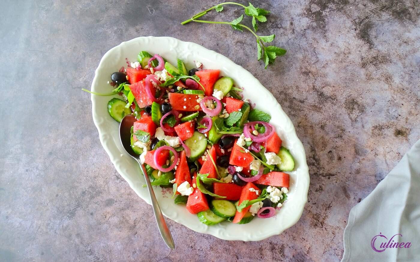 Salade met watermeloen en feta