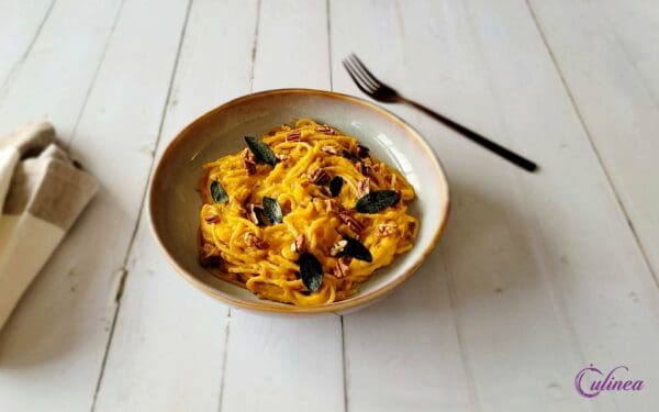 Spaghetti met pompoen en chorizo