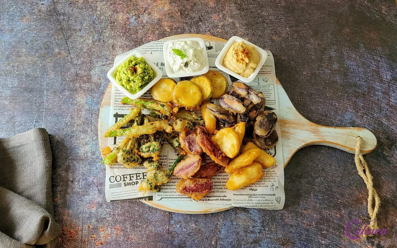 Tempura van groenten met dips