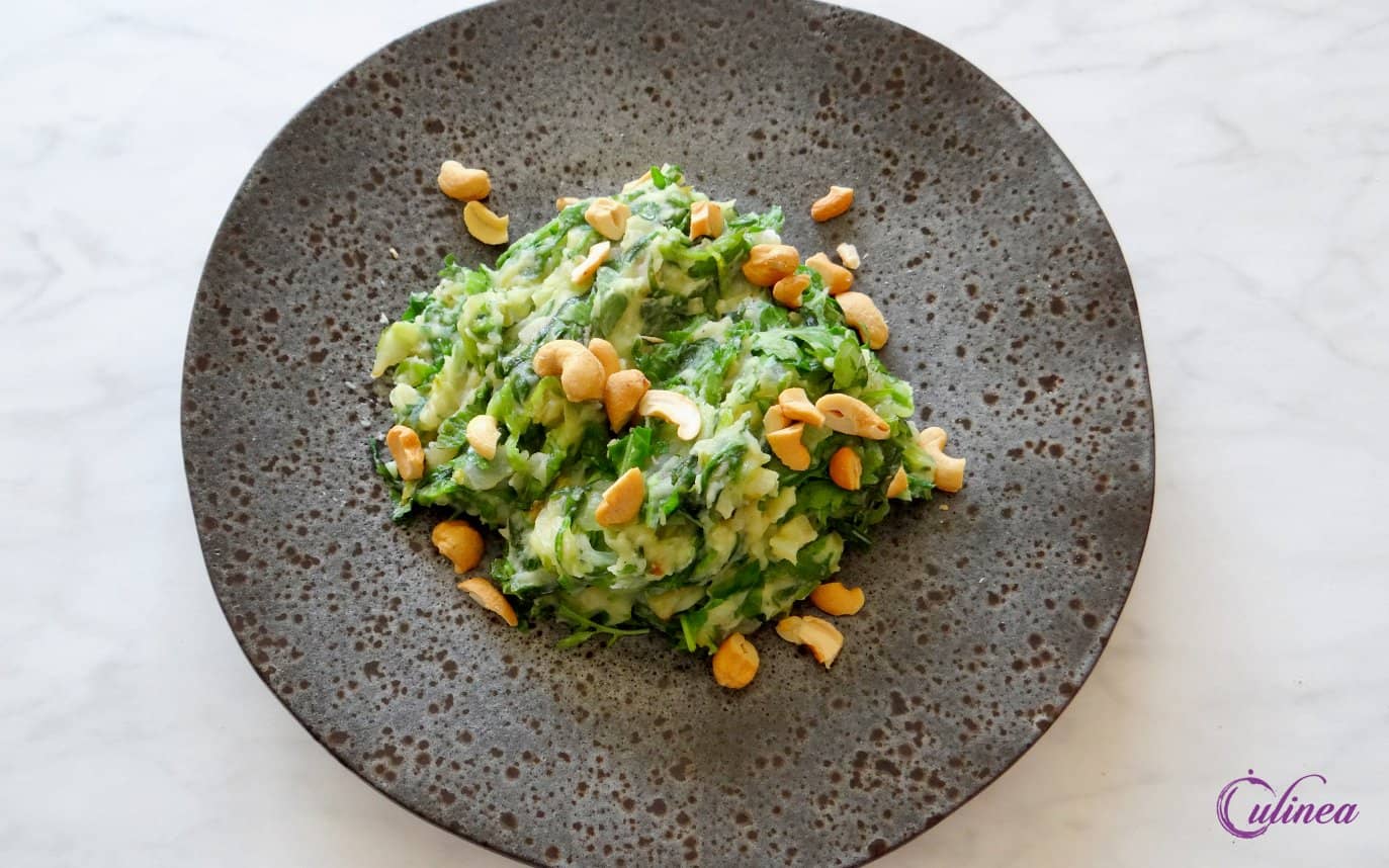 Andijvie rucola stamppot met cashewnoten