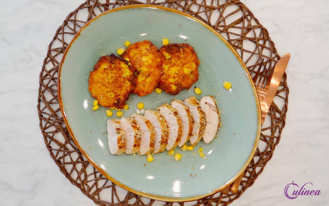 Kalkoenfilet met maïskoekjes