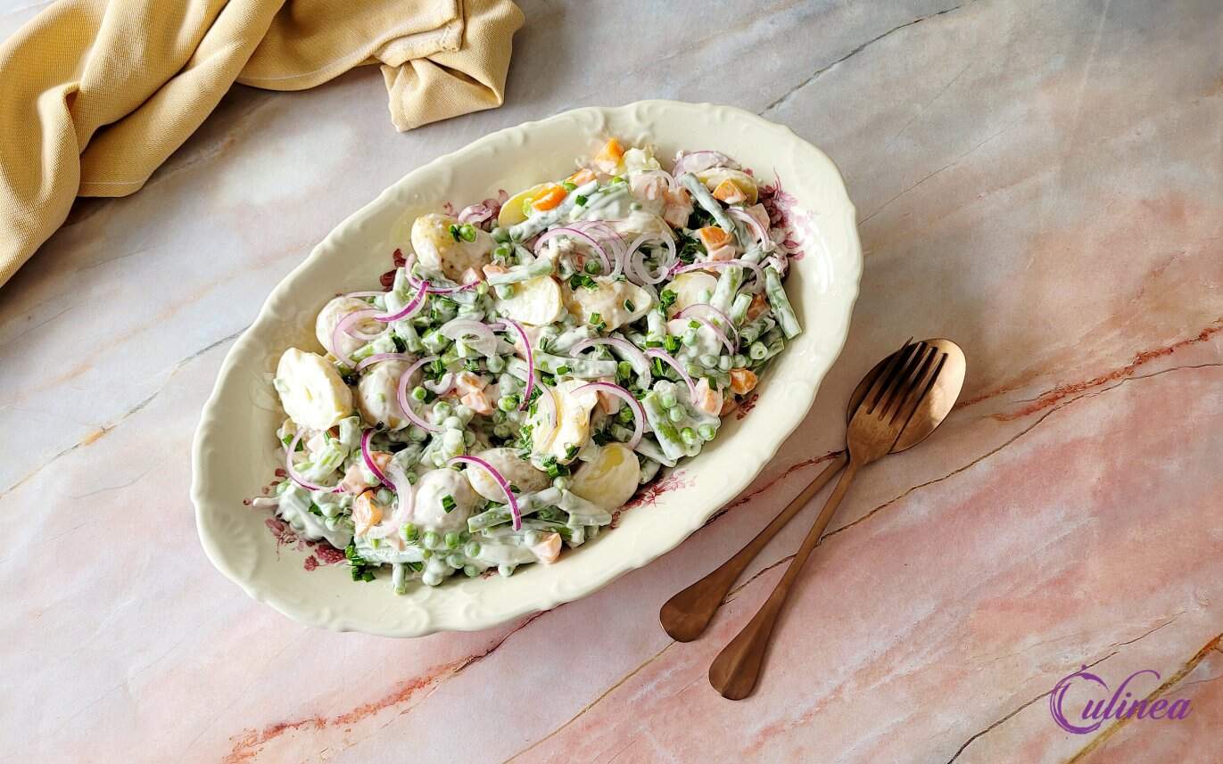 met aardappel en boontjes