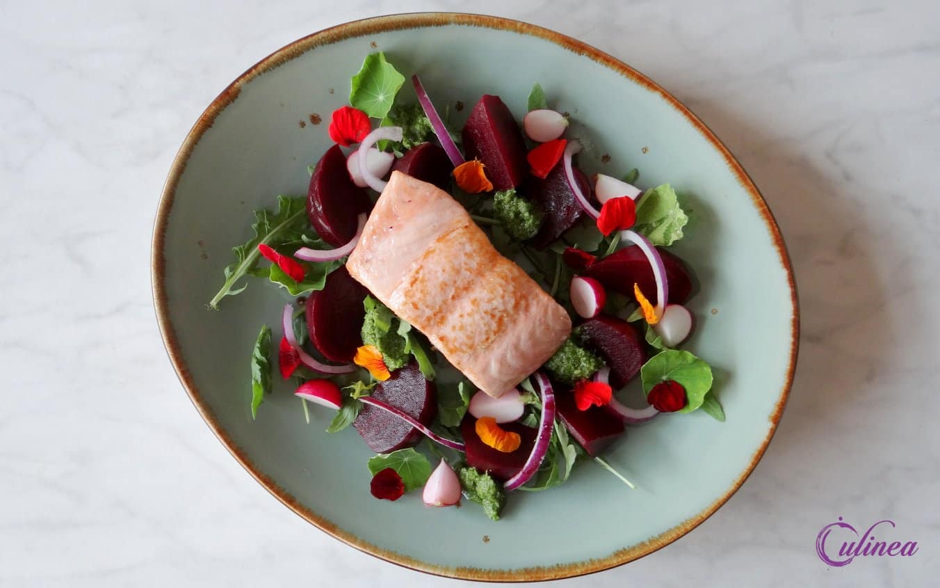 Zalm met bietjessalade