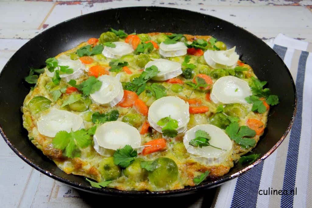 Frittata met Wortel, Spruitjes, Geitenkaas en Ras-el-Hanout