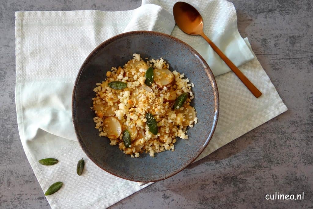 Risotto van bulgur met aardpeer