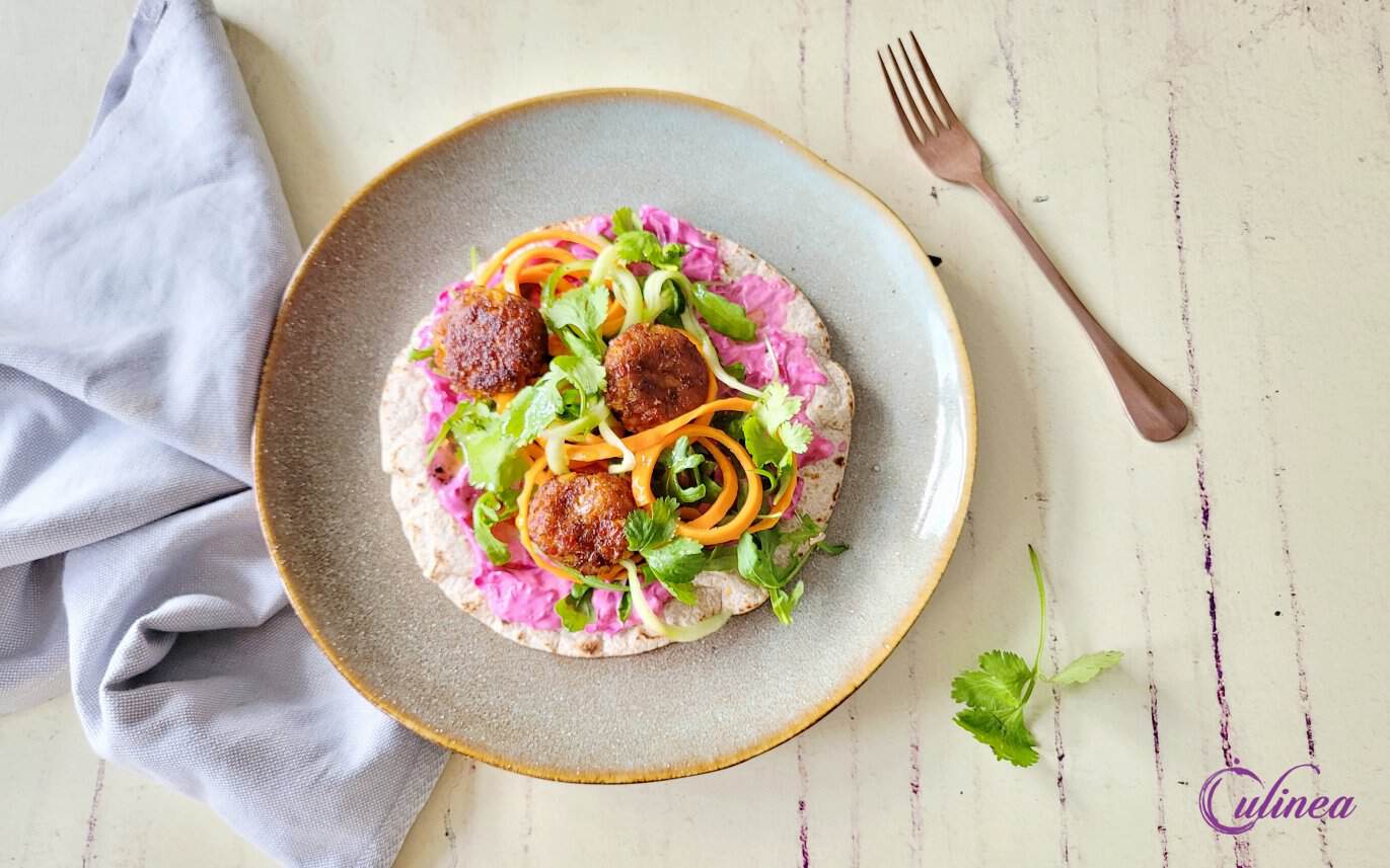 Wraps met falafels en bietentzaziki