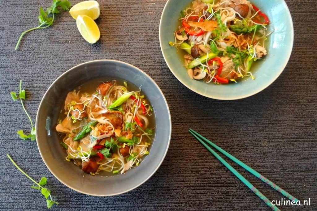 Aziatische kippen noedelsoep