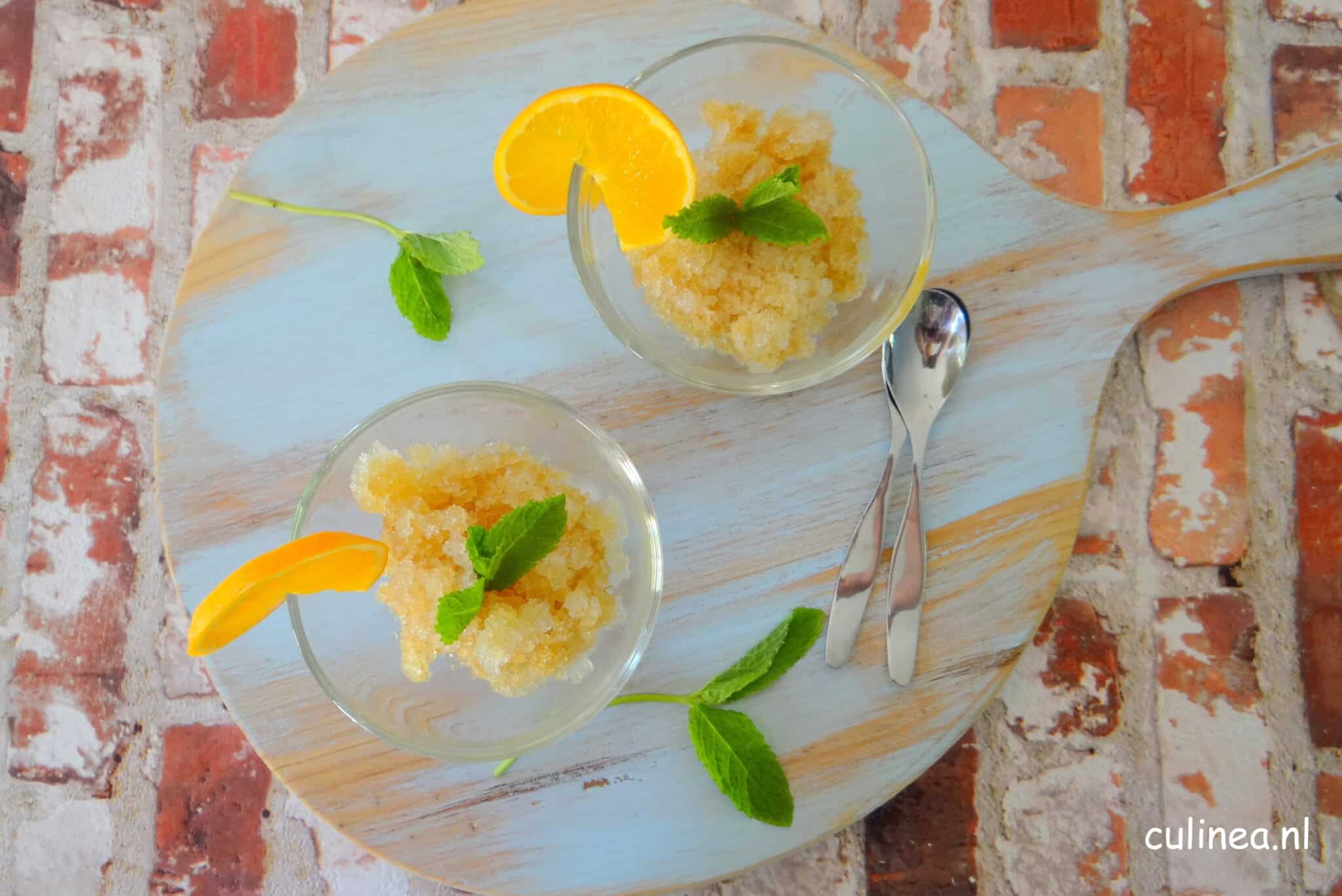 Muntthee Granita met Oranjebloesem