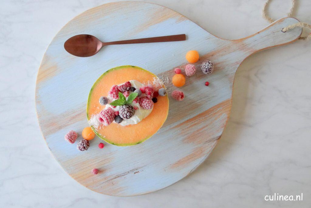Cantaloupe meloen voor ontbijt