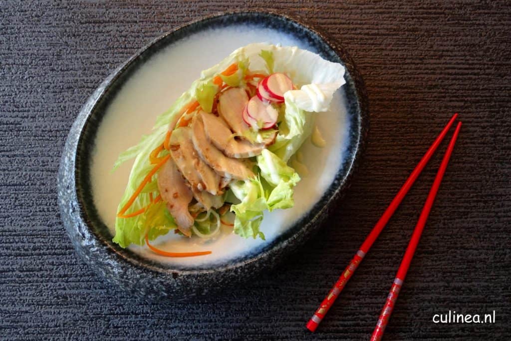 Slawraps met kip, wasabi en noedels