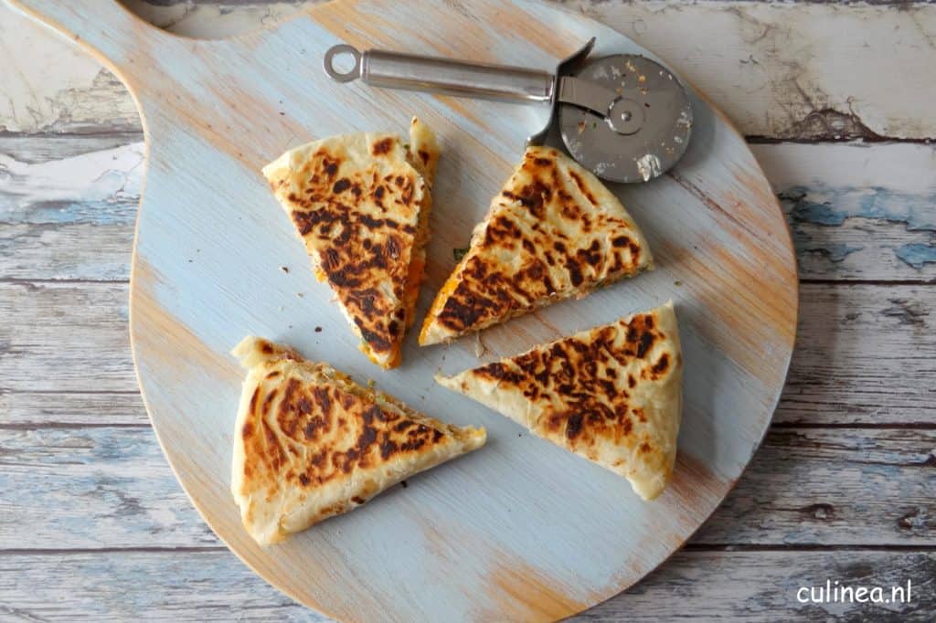 Piadine met tonijn en garnalen