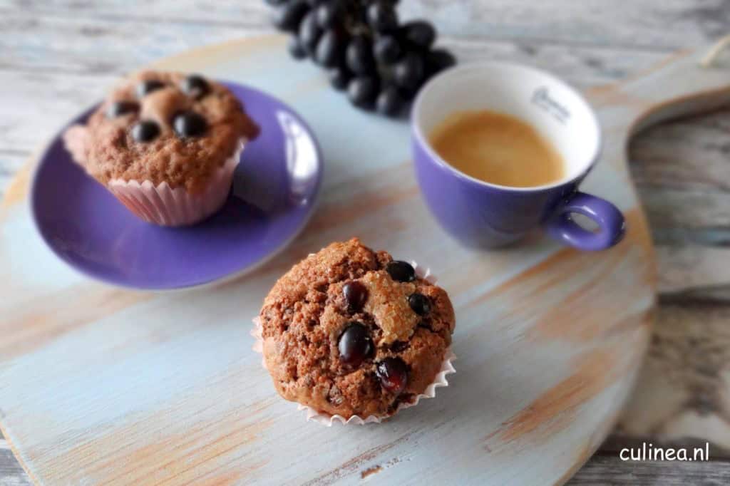 Chocolade muffins met druiven