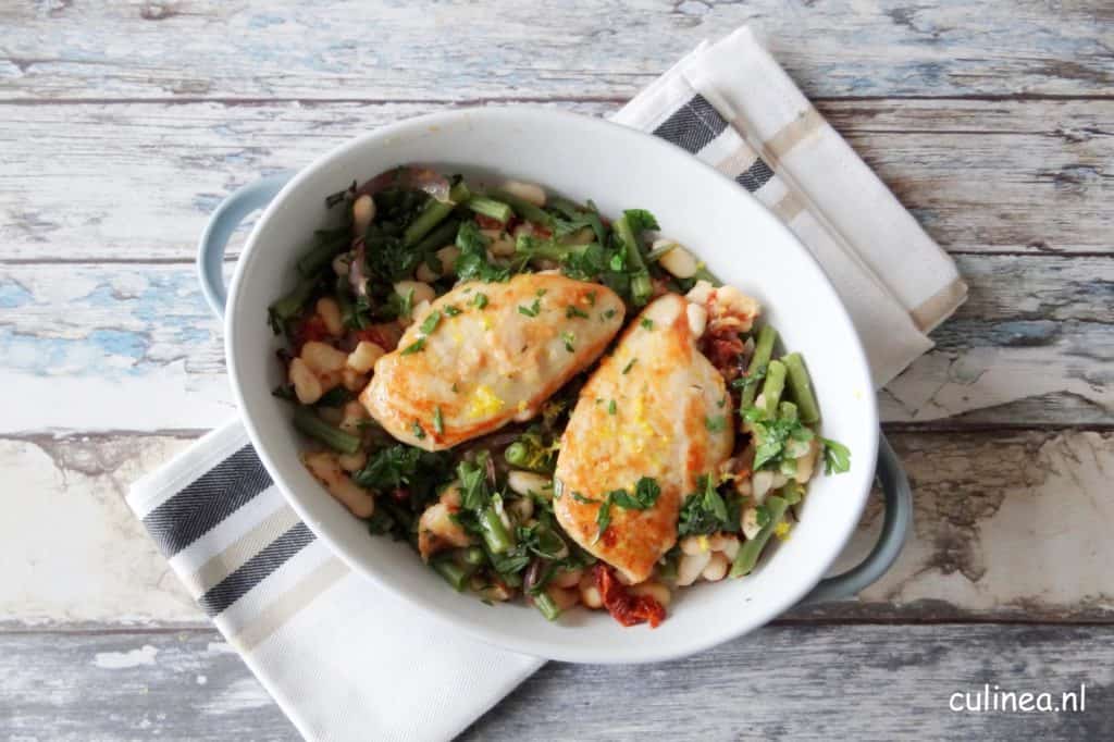 Italiaanse ovenschotel met kip en bonen