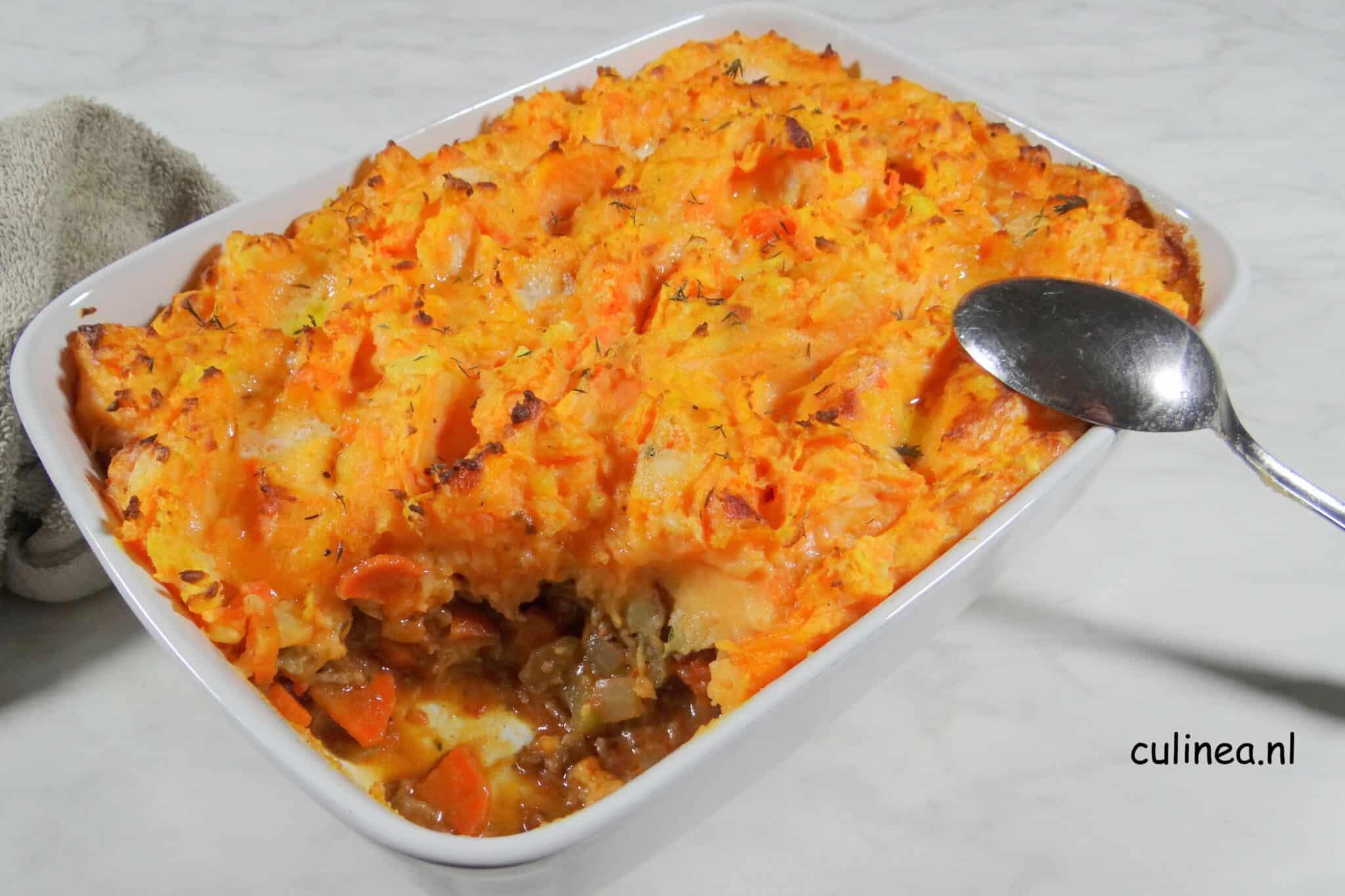Shepherd’s Pie met Zoete Aardappelpuree