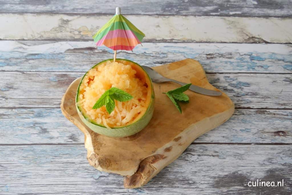 Cantaloupe granita met munt