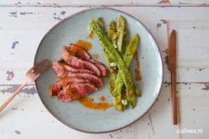 Hele snijbonen gebakken in misoboter