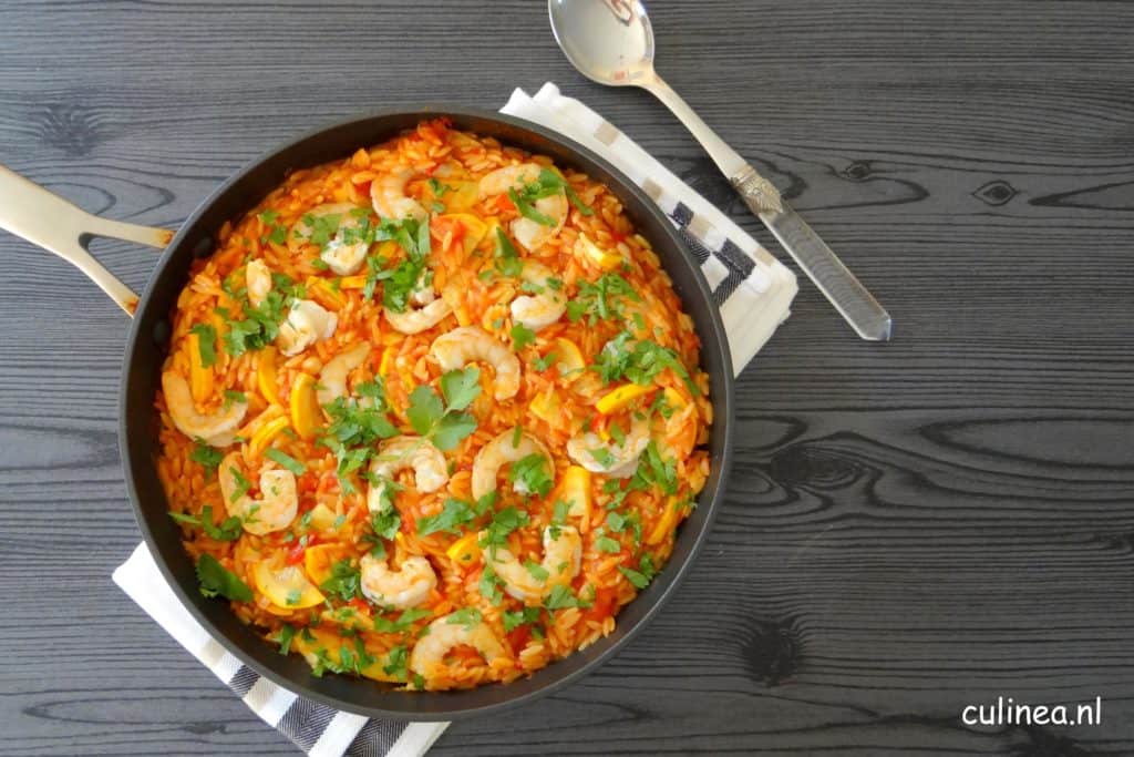 Mexicaanse orzotto met garnalen