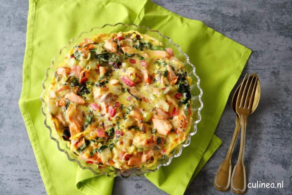 Frittata van snijbiet met gerookte zalm