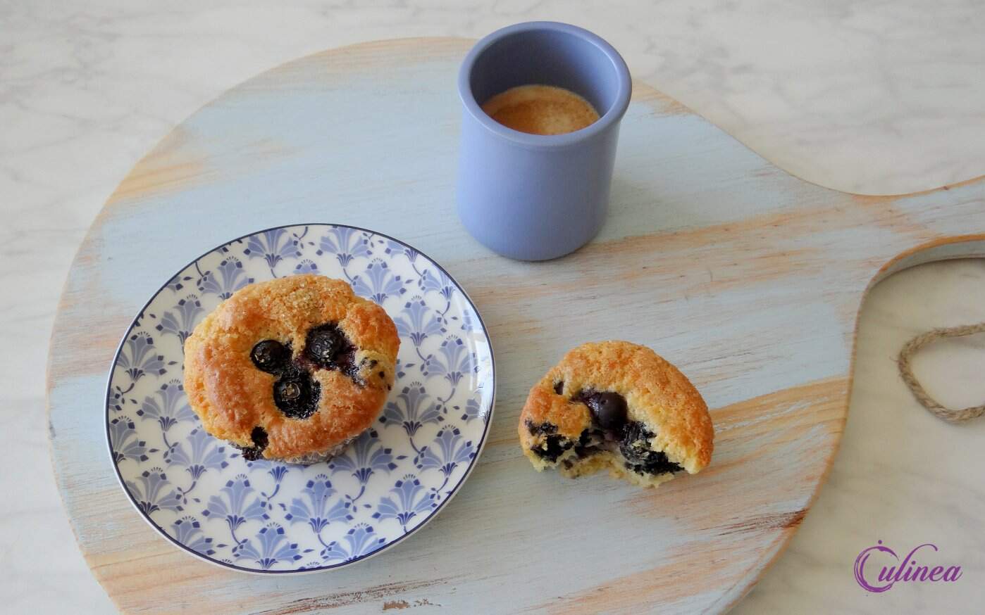 Blauwe bessen citroen yoghurtmuffins