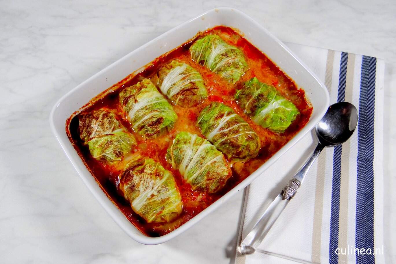 Gevulde Koolrolletjes in Tomatensaus