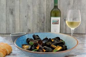 Een heerlijke wijn bij mosselen