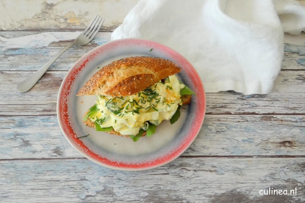 Eiersalade met mosterd kerriemayonaise