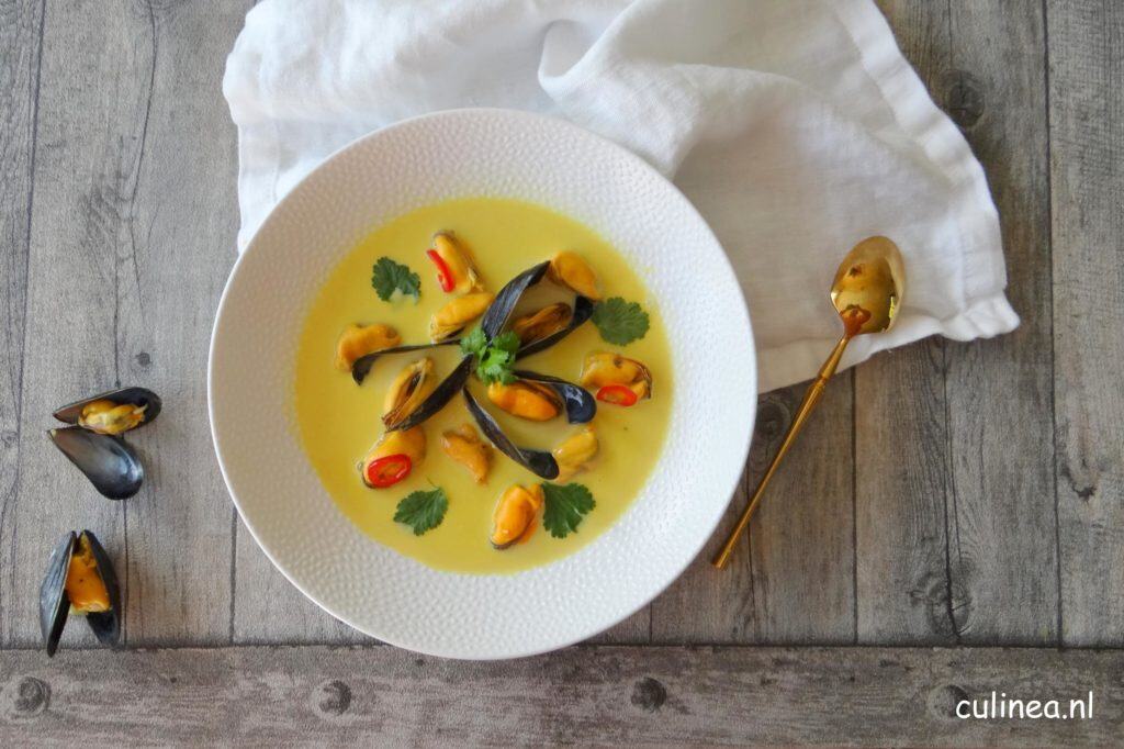 Romige mosselsoep met kerrie