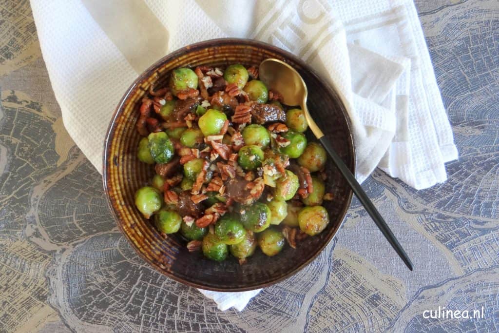 Spruitjes met spekjes, vijgen en mosterd