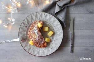 Broodpudding gemaakt van Kerststol