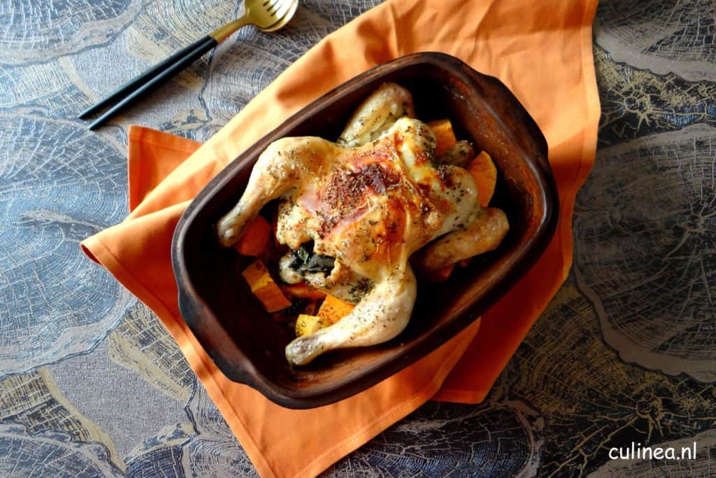 Römertopf met kip en zoete aardappel