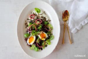 Salade met crispy linzen