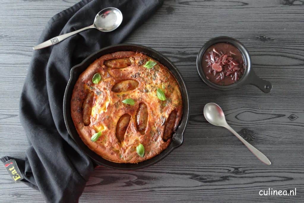 Toad in the hole met uienjus
