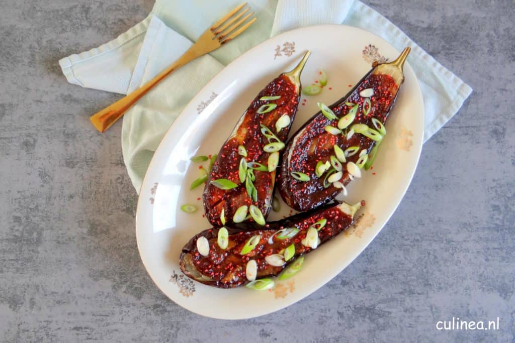 Aubergines uit de oven met miso
