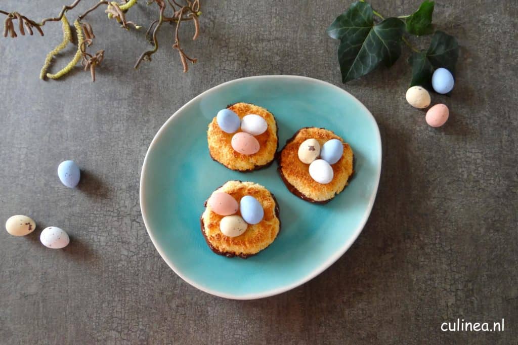 Kokos vogelnestjes met dragee eitjes