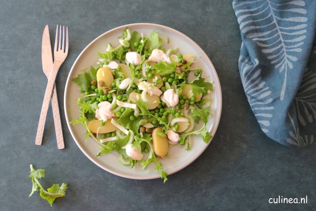Aardappel raapstelensalade met mosterddressing