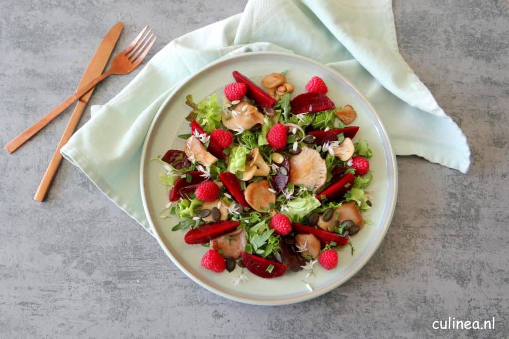 Bietjes salade met oesterzwammen